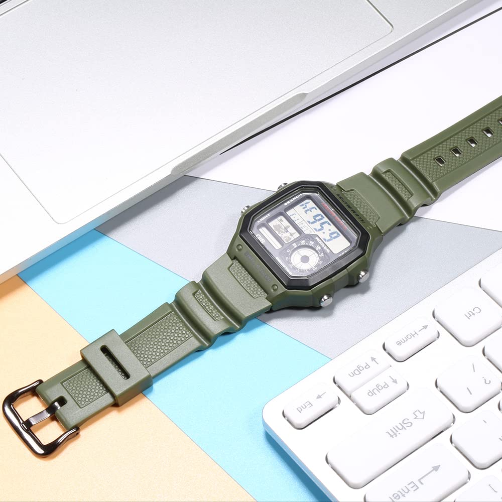 MCXGL Natural Resin Replacement Watch Band for Casio AE-1200 SGW-300H MRW-200H W-735H Waterproof Rubber strap
