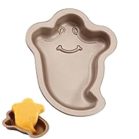 Crethinkaty Halloween Ghost Shape Mini Cake Pan Pie Mold, 5.6 Inch Cake Tin with Non Stick Coating Baking Molds Bakeware Tray for Halloween Cake Chocolate Fondant Sweets Baking Mould