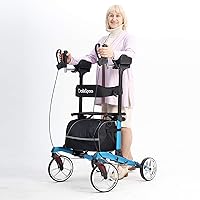 OasisSpace Heavy Duty Upright Walker for 450 lb,Bariatric Upright Walker Rollator with Wide Seat,Stand up Rollator Mobility Walking Aid for Elderly, Seniors and Adult Blue