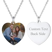 U7 Custom Photo Necklace Men Women Personalized Jewelry Customized Any Picture Pendant Stainless Steel Chain 18-30 Inch Tennis Necklaces, Mothers or Lover Gift