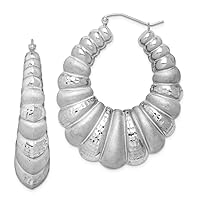 Sterling Silver Rhodium-Plated Shrimp Hoop Earrings
