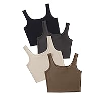 MakeMeChic Women's 4packs Plus Size Rib Knit Sleeveless Tank Crop Top