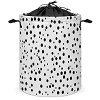 Laundry Hamper Round Laundry Basket with Handles Black And White Polka Dot Laundry Hampers Waterproof Circular Hamper for Bathroom Storage Basket Dirty Clothes Hamper for Dirty Clothes