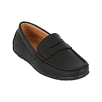 Boys Faux Leather Slip On Tread Loafer Wedding Classic Smart Casual Moccasin Flat Shoes