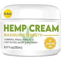 Pain Relief Cream 8.5 fl oz - Maximum Strength - Arnica, MSM, Turmeric, Emu Oil, Menthol, Aloe - for Discomfort in Muscles, Joints, Knees, Back, Neck, Elbows
