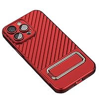 Magnetic Case for iPhone 15 Pro Max/15 Pro/15 Plus/15, Metal Kickstand Cover Support Wireless Charging Lens Full Coverage Anti-Fall Protection Shell (Red,15 Pro Max 6.7'')