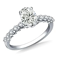 Oval Cut Near White Moissanite Engagement Silver Plated Ring for Women