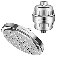 HOPOPRO Upgraded 7-inch High Pressure Fixed Shower Head & 18-Stage Shower Filter for Healthy Luxury Shower Experience Even at Low Water Flow