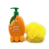 Kids Mango + Sweet Peach Hand & Body Lotion by Raw Sugar - 12 oz (Pack of 1) + Loofah