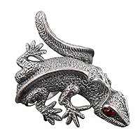 Vintage 925 Sterling Silver Lizard Ring Designer Ring Reptile Animal Jewelry for Men Women Open and Adjustable