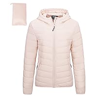 Outdoor Ventures Women's Packable Lightweight Full-Zip Puffer Jacket with Hood Quilted Winter Coat