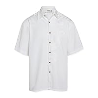 Bamboo Cay Mens Short Sleeve Island Leaf Nation Casual Embroidered Woven Shirt
