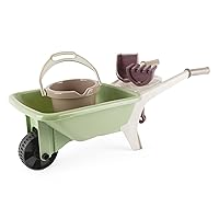 Dantoy: Green Garden - Wheelbarrow Playset - 4 Pieces, Pretend Gardening, Realistic Garden Tool Toys, Recycled Plastic, Kids & Toddlers Ages 2+