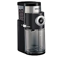 Krups Coffee Grinder, Precise Stainless Steel 8oz, 32 Cups Bean Hopper 12 Grind from Fine to Coarse 110 Watts Removable Container, Drip, Press, Espresso, Cold Brew, 2,12 Cups Ground Coffee Black