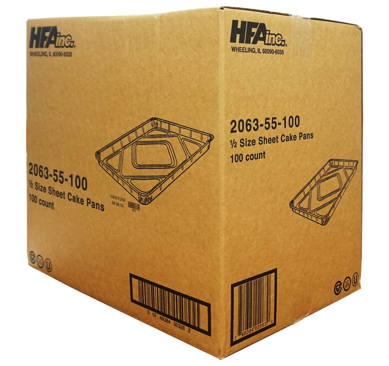HFA 2063, Half-Size Aluminum Foil Baking Sheet Cake Pans, Take Out Baking Disposable Foil Containers (100)
