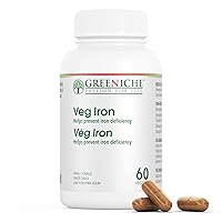 Iron, 60 Vegan Capsule, 100 mg Iron, Extremely Gentle on Stomach, High Absorption Iron Supplement, Immune Support, Prevents Iron Deficiency, Non-Constipating, Gluten Free
