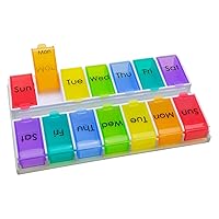 Ezy Fill (14-day) Pill Case, Medicine Planner, Vitamin Organizer Box, 2 Times a Day, Daily Planner, Detachable Pill Dispenser, Convenient and Easy to Use, Rainbow, BPA Free