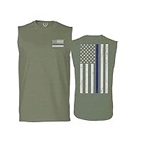 American Flag Thin Blue Line USA Police Support Lives Matter Men's Muscle Tank Sleeveles t Shirt