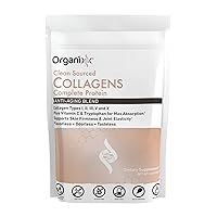 Organixx Clean Sourced Collagen Powder, Hydrolyzed Protein Powder Collagen Peptides with Vitamin C, and Types I, II, III, V, X, For Skin, Joints, Hair and Nails, Aging Support, Unflavored, 20 Servings