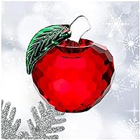 H&D Crystal Red Apple Paperweight 40mm Art Glass Apple Collectible Figurines Best for Christmas Eve Gifts