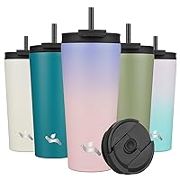 22OZ Insulated Tumbler with Lid and 2 Straws Stainless Steel Water Bottle Vacuum Travel Mug Coffee Cup,Pastel Sunset