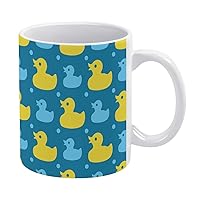Yellow Rubber Ducks Funny Coffee Mug with Handle Ceramic Diner Drink Cup for Coco Milk Tea Or Water Personalized Gift 11OZ