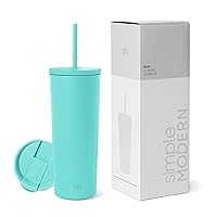 Simple Modern Insulated Tumbler with Lid and Straw | Iced Coffee Cup Reusable Stainless Steel Water Bottle Travel Mug | Gifts for Women Men Her Him | Classic Collection | 24oz | Ocean Water