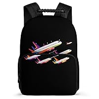 Pilot Commercial Passenger Airplanes 16 Inch Backpack Laptop Backpack Shoulder Bag Daypack with Adjustable Strap for Casual Travel