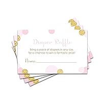 Paper Clever Party Elegant Pink and Gold Diaper Raffle Tickets 25 Pack Invitation Inserts for Baby Showers