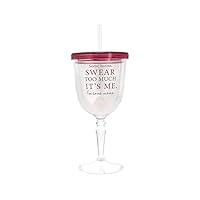 Pavilion - Swear Too Much 13-ounce Acrylic Wine Glass, Sarcastic Gifts For Parents, Funny Gifts For Mom, Novelty Wine Accessories, Novelty Wine Glass For Women, 1 Count, Pink