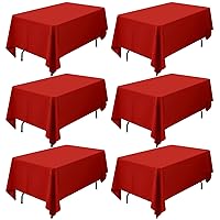 Pesonlook 6Pack Red Table Clothes for 8ft Rectangle Tables, 60 x 126 Inch Rectangle Tablecloth Washable Polyester Tablecloths for Wedding Reception Banquet Party