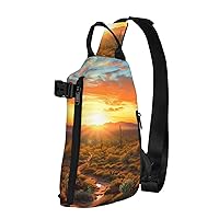 Sling Bag for Women Men Shoulder Bag Saguaros at Sunset Chest Bag Travel Fanny Pack Lightweight Casual Daypack