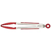 Tovolo Stainless Steel Handled Mini Turner Tongs With Wide Silicone Tips & Silicone Grips on Handles, Non-Stick & Heat-Resistant Silicone, BPA-Free & Dishwasher-Safe