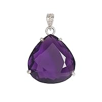 GEMHUB Violet Amethyst Pear Shape 15.75 Gram Gemstone Pendant Without Chain Sterling Silver Jewelry Idea For Girl.