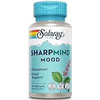 SharpMind Mood Support Supplement, Nootropic for Relaxation and Stress Relief, Zembrin, Holy Basil, Lithium Orotate 5mg, Organic Reishi Mushroom, 60 Day Guarantee, 30 Servings, 30 VegCaps