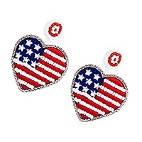 BESTOYARD 1 Pair heart earrings heart shaped earrings heart hoop earrings heart dangle earrings Party Ear Ornament Ear Accessories US Independence Day Eardrop flag United States