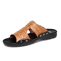 flip flop,Men Slides Leather Mens Slippers Outdoor Summer Shoes Casual Sliders Soft