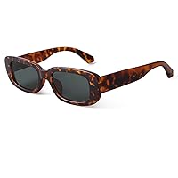 ADE WU Rectangle Sunglasses for Women Men Retro 90s Sunglasses Trendy Black Tortoise Shell Glasses Y2K