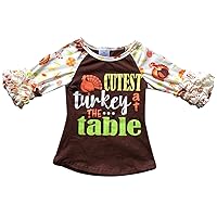 Little Girls Ruffle Sleeve Unicorn Pumpkin Halloween Raglan Top T-Shirt Te