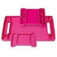 DuraTech Flexible Tool Tray, Silicone Tool Holder for Mechanics Storage, Heat and Chemical Resistant Tool Organizer for Automotive, Industry and Household(3pack Pink)