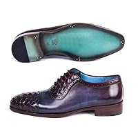 Paul Parkman Woven Leather Captoe Oxfords Navy & Purple (ID#49851-NAVY)