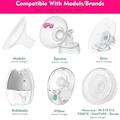 Durceler 18mm Silicone Flange Inserts Compatible with Medela / for Spectra S1 S2 / Rainyb / Willow go/ Momcozy S12/ TSRETE 24mm Breast Pump Shields or Freemie 25mm; Reduce Nipple Tunnel Down to 18mm