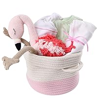 Organic Baby Gift Basket for Girls - Flamingo Themed Pink and Green Gifts