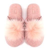 Millffy Women's Cozy House Slippers Fluffy Faux Fur ball Comfy Slides Bedroom Home Cotton knit Slippers
