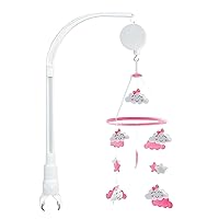 Crib Mobile, Hanging Toys, Nursery Decor for Girls White and Pink Room Decorations, Clouds, Moons and Stars Safe, Non-Toxic, Crib Mobile for Newborn, Baby Shower Present
