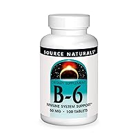 Source Naturals Vitamin B-6, 50 mg Immune System Support - 100 Tablets
