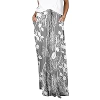 Women's Drawstring Pocket Maxi Skirt Floral Gry/Wht