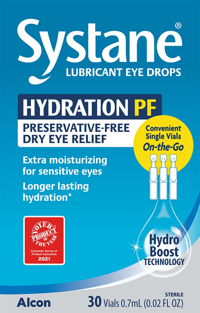 Systane Hydration Preservative-Free Lubricant Eye Drops, Transparent, 0.7 ml, 30 Count