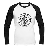 Men's Fullmetal Alchemist Logo Long Sleeve Baseball Shirt L White