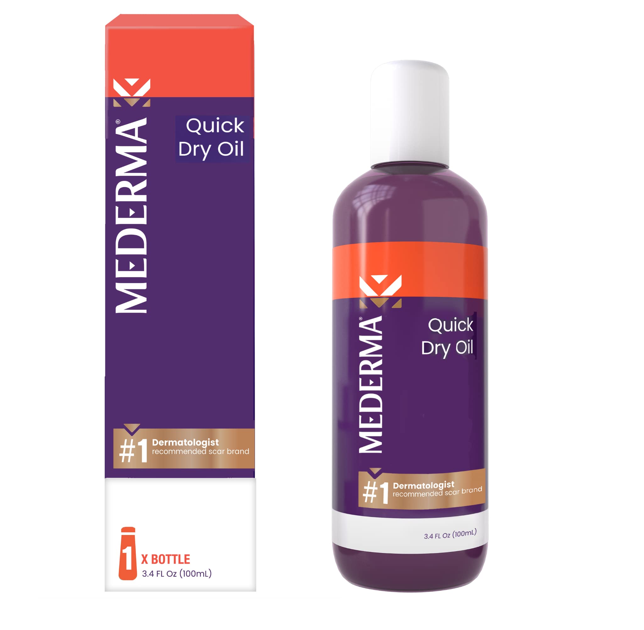 Mederma Quick Dry Oil, Scar and Stretch Mark Treatment, Helps to Improve the Appearance of Scars and Stretch Marks, with Natural Botanical Extracts, Paraben Free, Fast-Absorbing, 3.4oz (100ml)